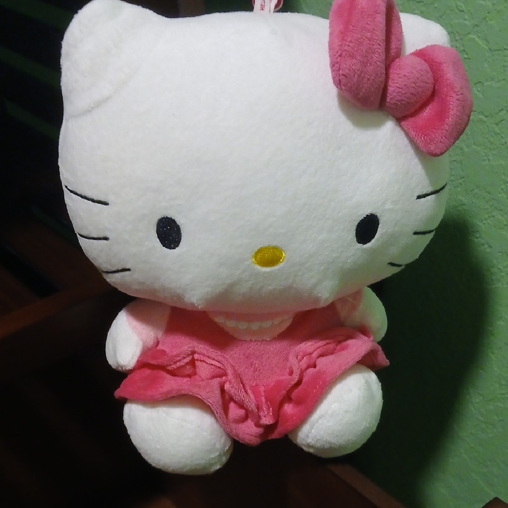 Hello Kitty White Plush with Red Tag, 11" Approximately Sitting.